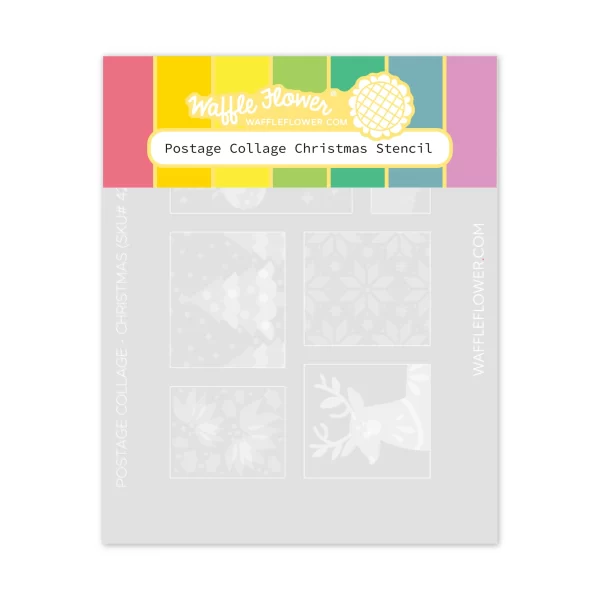 Waffle Flowers Waffle Flower – Postage Collage Christmas Stencil 1