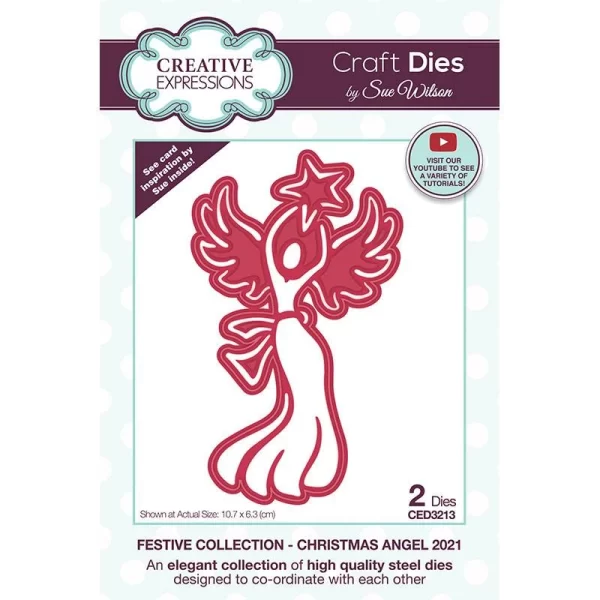 Creative Expressions Sue Wilson Festive Christmas Angel 2022 Craft Die + Christmas Angel 2021 Craft Die 1