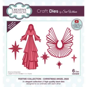 Creative Expressions Sue Wilson Festive Christmas Angel 2022 Craft Die + Christmas Angel 2021 Craft Die 6