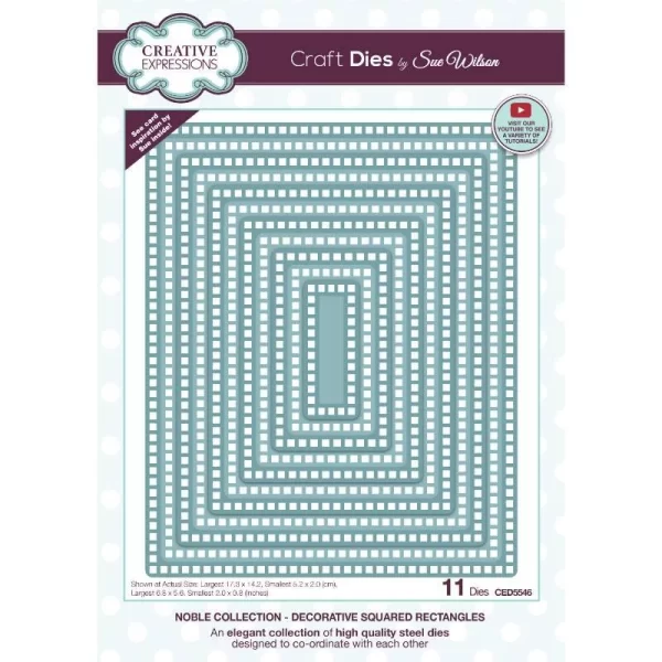 Creative Expressions Sue Wilson Noble Decorative Squared Rectangles Craft Die 1