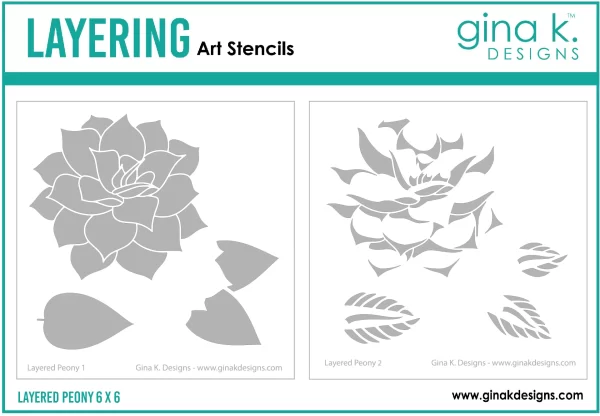 Gina K Designs – STENCIL- Layered Peony 1