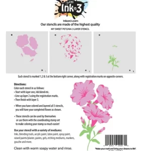 Inkon3 – My Sweet Petunia 3 Layer 6×6 Stencil 6