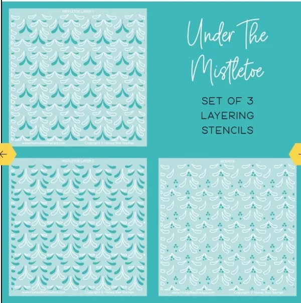 Honey Bee – Under The Mistletoe – Set Of 3 Background Stencils 1