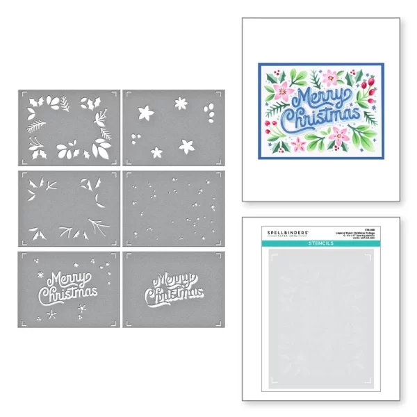 Spellbinders – Layered Merry Christmas Foliage Stencils 1